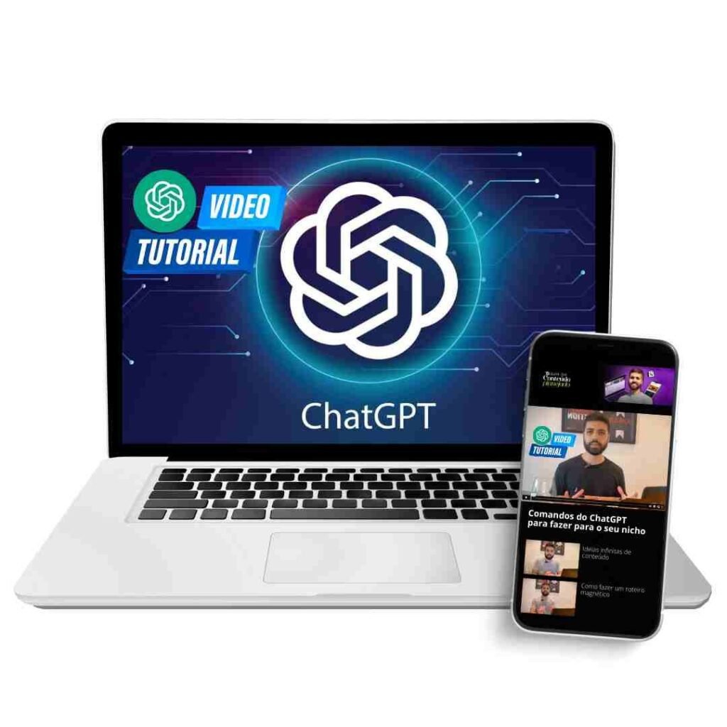 Integração ChatGPT com computadores e celulares para tutoriais e comandos de IA.